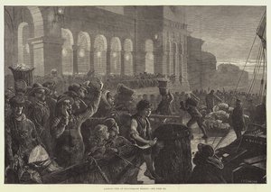 Halak kirakodása a Billingsgate piacon alkotó: Charles J. Staniland